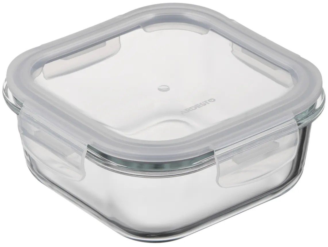 საკვების კონტეინერი Ardesto Food storage container Gemini 0.8l, borosilicate glass, plastic, square, transparent