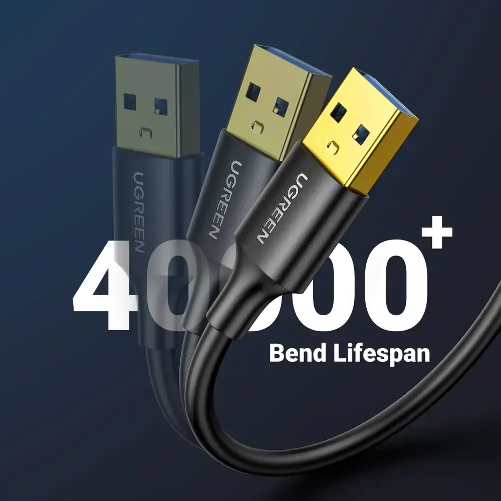 UGREEN US128 (10371), USB-A 3.0 Male To Male Cable, 2m, Black