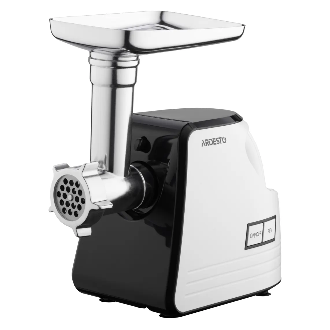 ხორცსაკეპი მანქანა Ardesto Meat grinder, 2300W, prod.-2.2kg/min, 4 cutting plates+for sausag.plates, tomato juicer, plastik, white-black