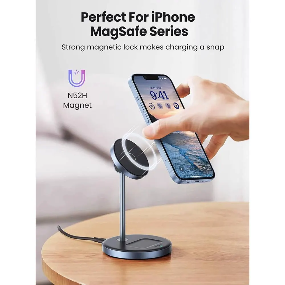 UGREEN CD317 (90668), 2-in-1 MagSafe Magnetic Wireless Charger, Black/Blue