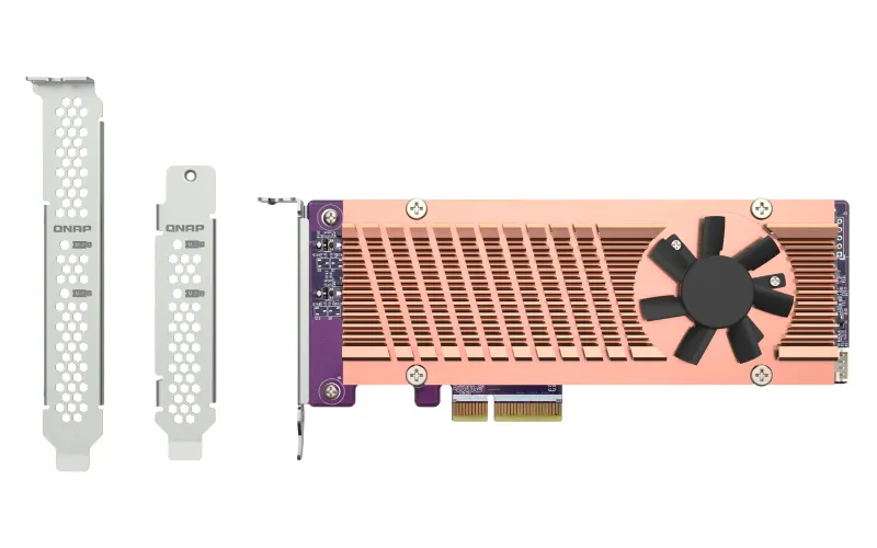 Dual M.2 PCIe SSD expansion card; supports up to two M.2 2280/22110 formfactor M.2 PCIe (Gen3 x4) SSDs; PCIe Gen3 x4 host interface; Low-profile