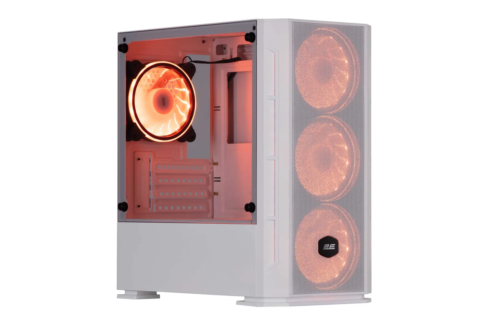 2E Gaming Computer case Calleo GB700W, without PSU, 2xUSB 3.0, 1xUSB 2.0, 4x120mm ARGB, controller with remote, TG Side Window, mATX, White