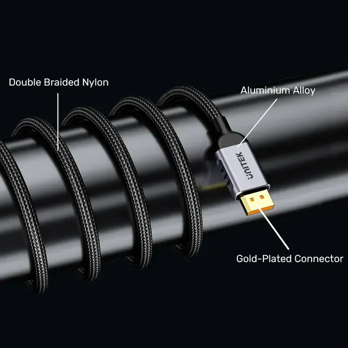 C1626GY01-1.5M, UNITEK, 1.5M DisplayPort 2.1 Cable 16K 60Hz & 8K 120Hz