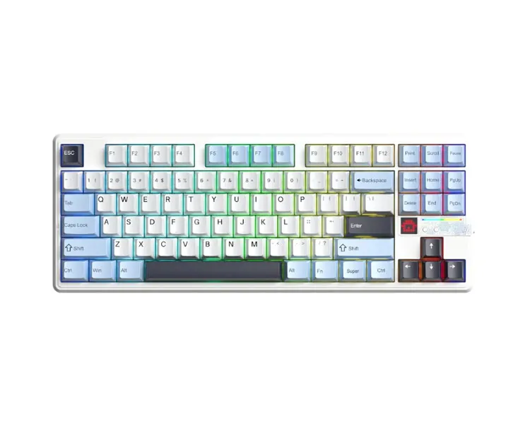 კლავიატურა AULA F87 PRO V2 Tri-Mode RGB Mechanical Keyboard Whire Light Blue/White/Dark Purple (Star Vector Switch)