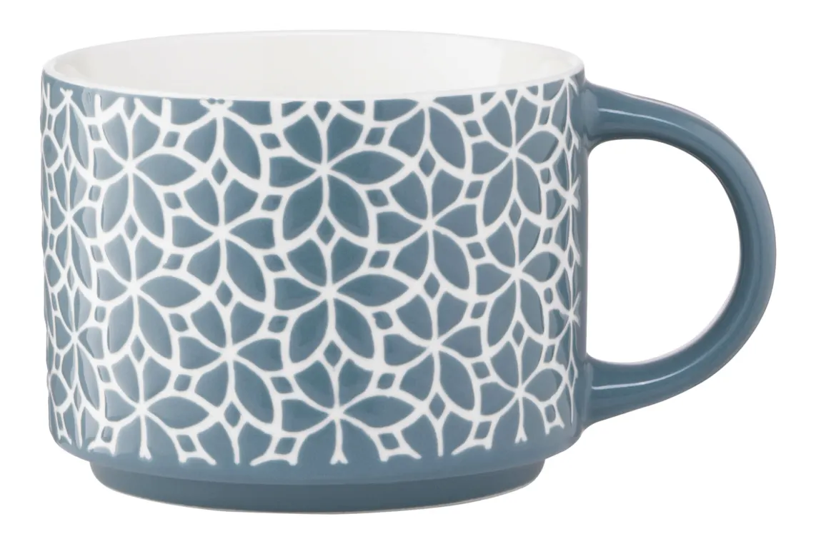 კათხა Mug ARDESTO Weaving D, 330ml, new bone china, blue-white