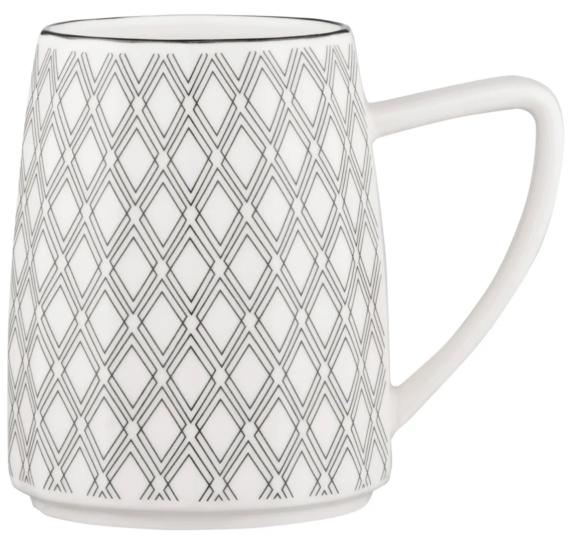 Mug ARDESTO Lamberto, 360ml, porcelain, white-gray