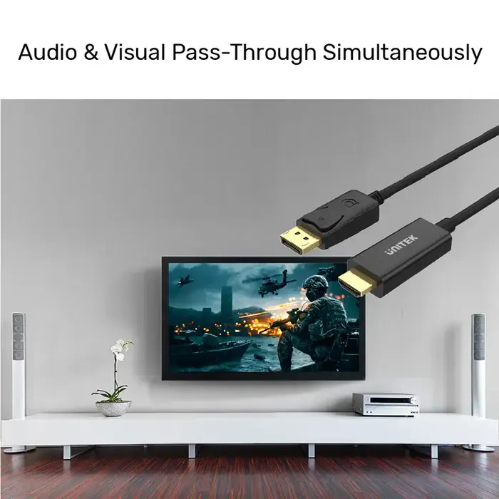 Y-5118CA, UNITEK, Cable, 1.8M DisplayPort to HDMI 1080P Full HD Cable.
