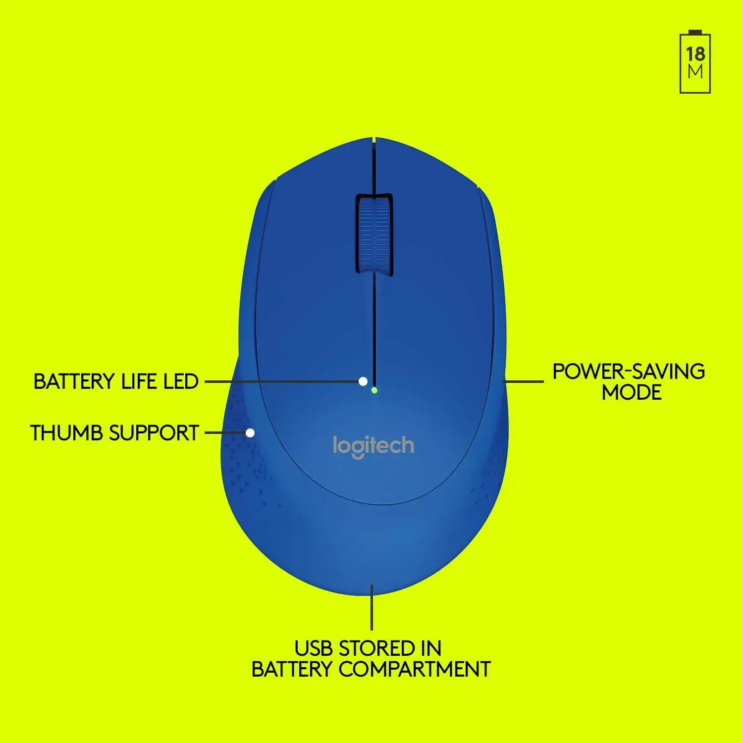 მაუსი logitech, M280, Mouse Blue