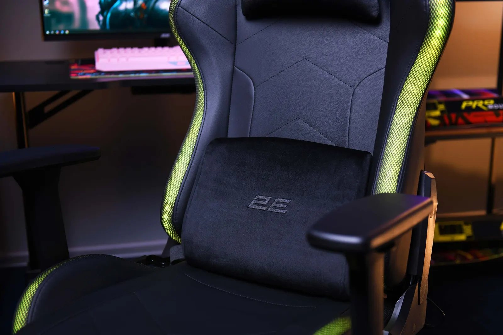2E GAMING Chair OGAMA II RGB, PU Leather, 3D-Armrests, black