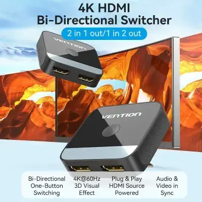 KVM/HDMI სვიჩი VENTION HDMI Switch 2 Ports 4K