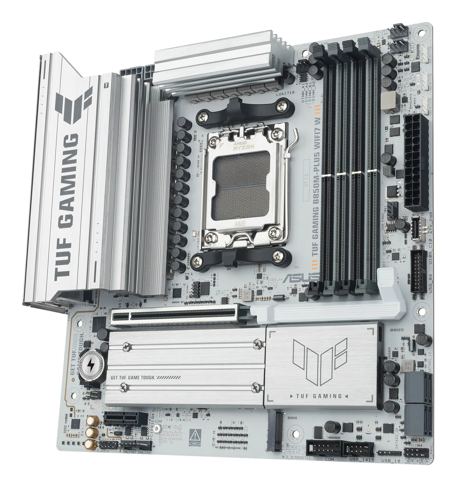 დედაპლატა ASUS Motherboard TUF GAMING B850M-PLUS WIFI7 W sAM5 B850 4xDDR5 M.2 HDMI DP Wi-Fi BT mATX white