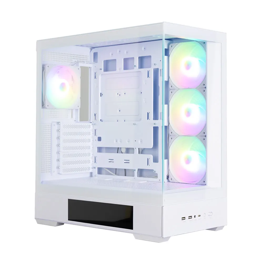 ქეისი Zalman PC case P40 DS without PSU, 2xUSB3.0, 1x Type C, 3x120mm ARGB Reverse, 1x120mm ARGB, VGA 420mm, LCS ready, TG Side/Front Panel, Display, ATX, white