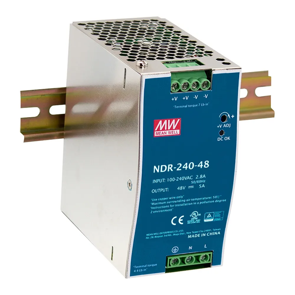 DIN რელსზე სამონტაჟო კვების ბლოკი - 48V/350W, MEAN WELL NDR-240-48