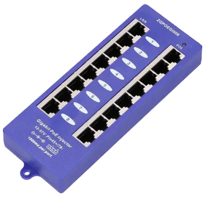 8 პორტიანი PoE პანელი, GbE, NEX POE-BOX8-G