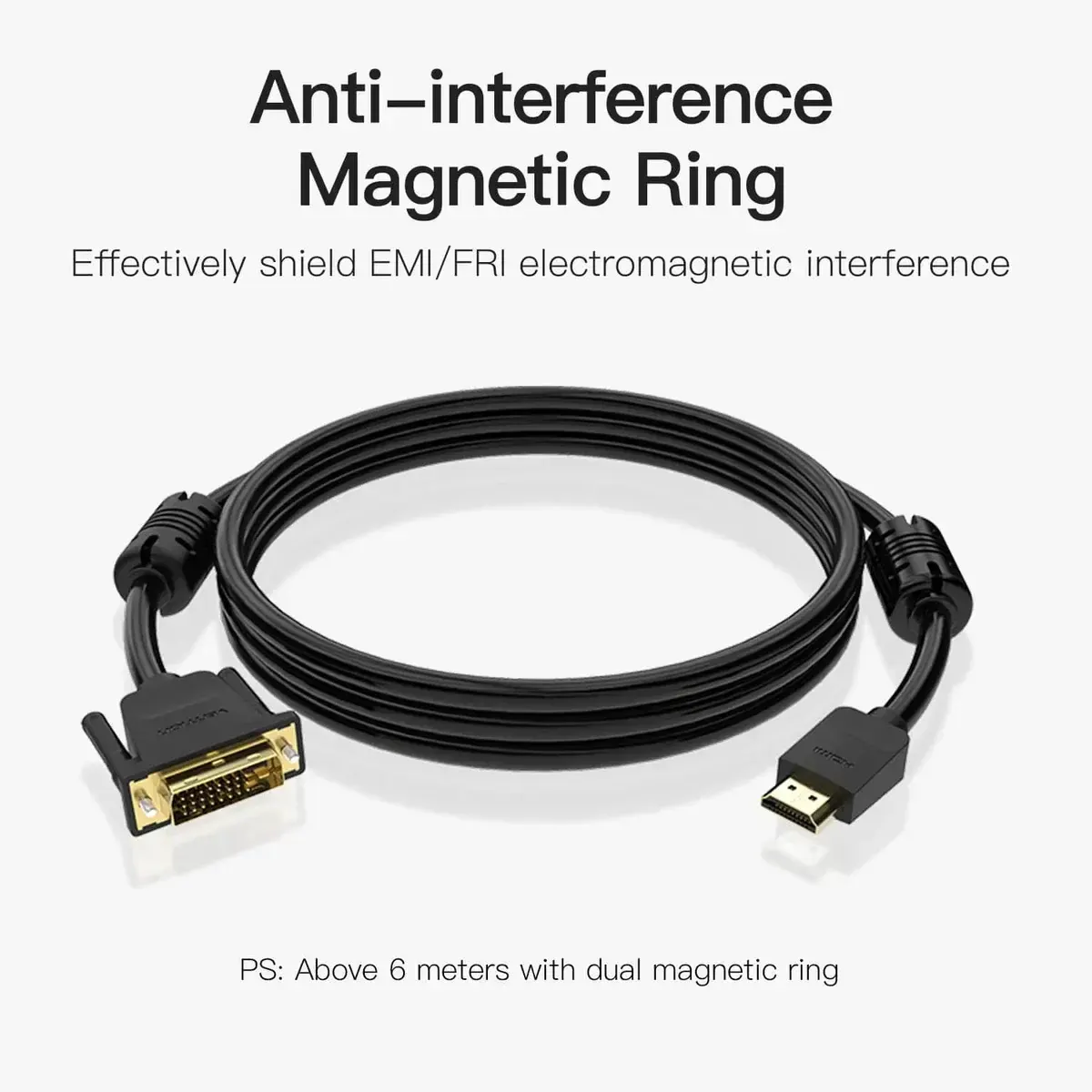 HDMI კაბელი ABFBG , VENTION, Cable, HDMI to DVI Cable 1.5M Black.
