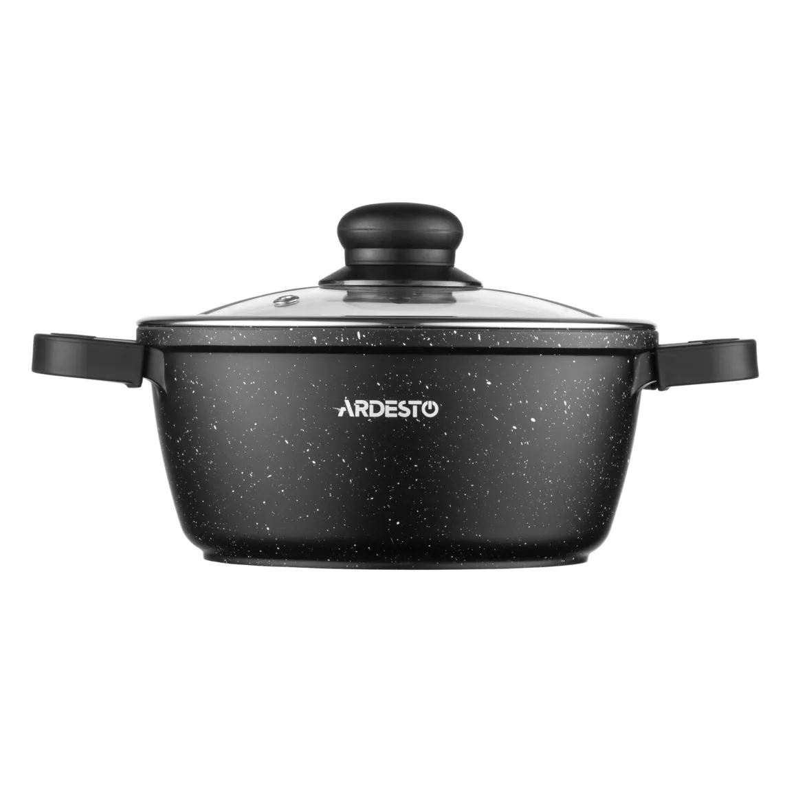 ქვაბი Casserole with glass lid ARDESTO Gemini Anzio, 1.8l, aluminium, black