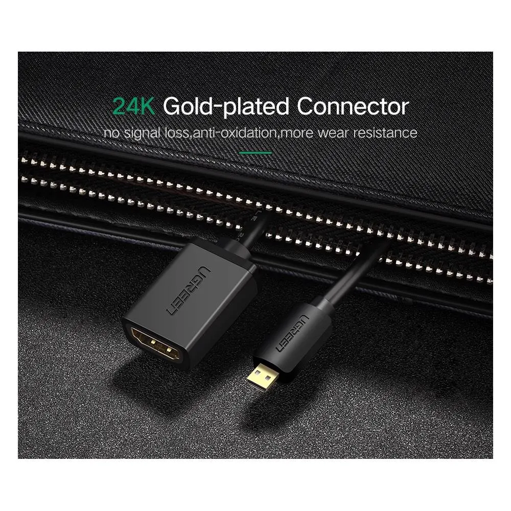 HDMI ადაპტერი UGREEN (20134) Micro HDMI To HDMI adapter cable, 0.2m, Black