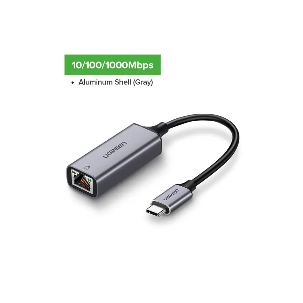 LAN ადაპტერი UGREEN CM199 (50737), USB Type-C to 10/100/1000M Ethernet Adapter, Space Gray