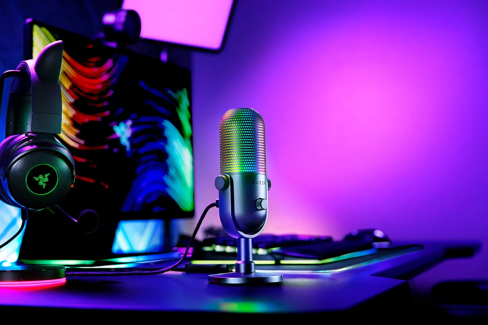 მიკროფონი Razer gaming microphone Seiren V3 Chroma, Uni, RGB, USB-A, 2m, black