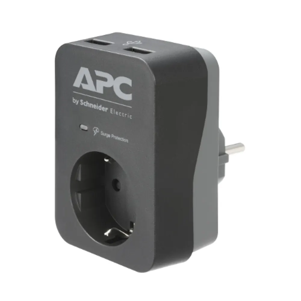 ადაპტერი APC PME1WU2B-GR Essential, 1 Socket, USB-A, Black