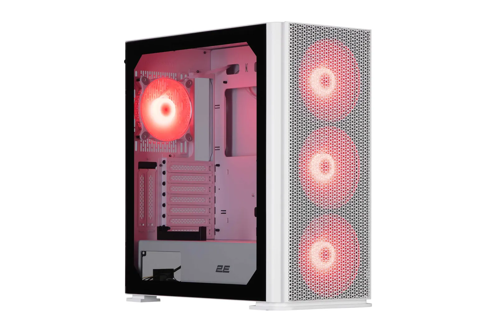 ქეისი 2E GAMING PC case Vertex GI01W without PSU, 2xUSB3.0, 1xUSBType-C, 3x140mm ARGB, 1x120mm ARGB, VGA 380mm, LCS ready, controller with remote, TG Side Panel, EATX, white