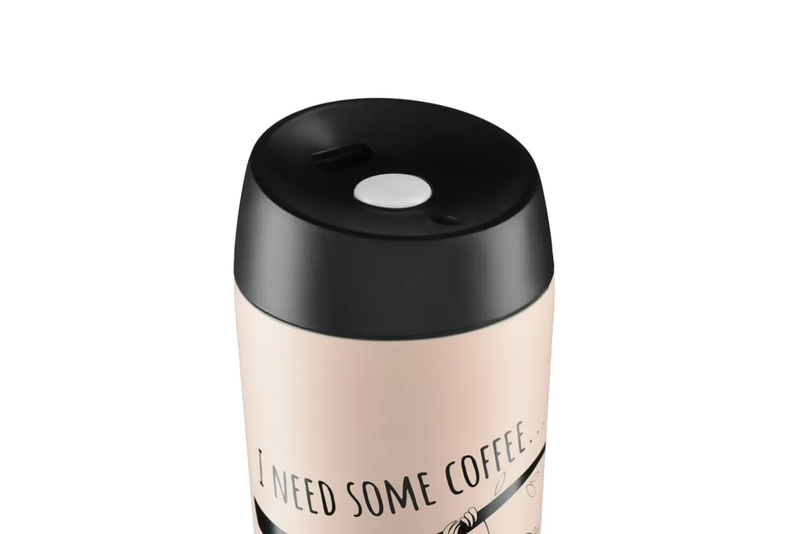 თერმოჭიქა Ardesto Travel mug Coffee time Bradypus 450 ml, beige, s/s