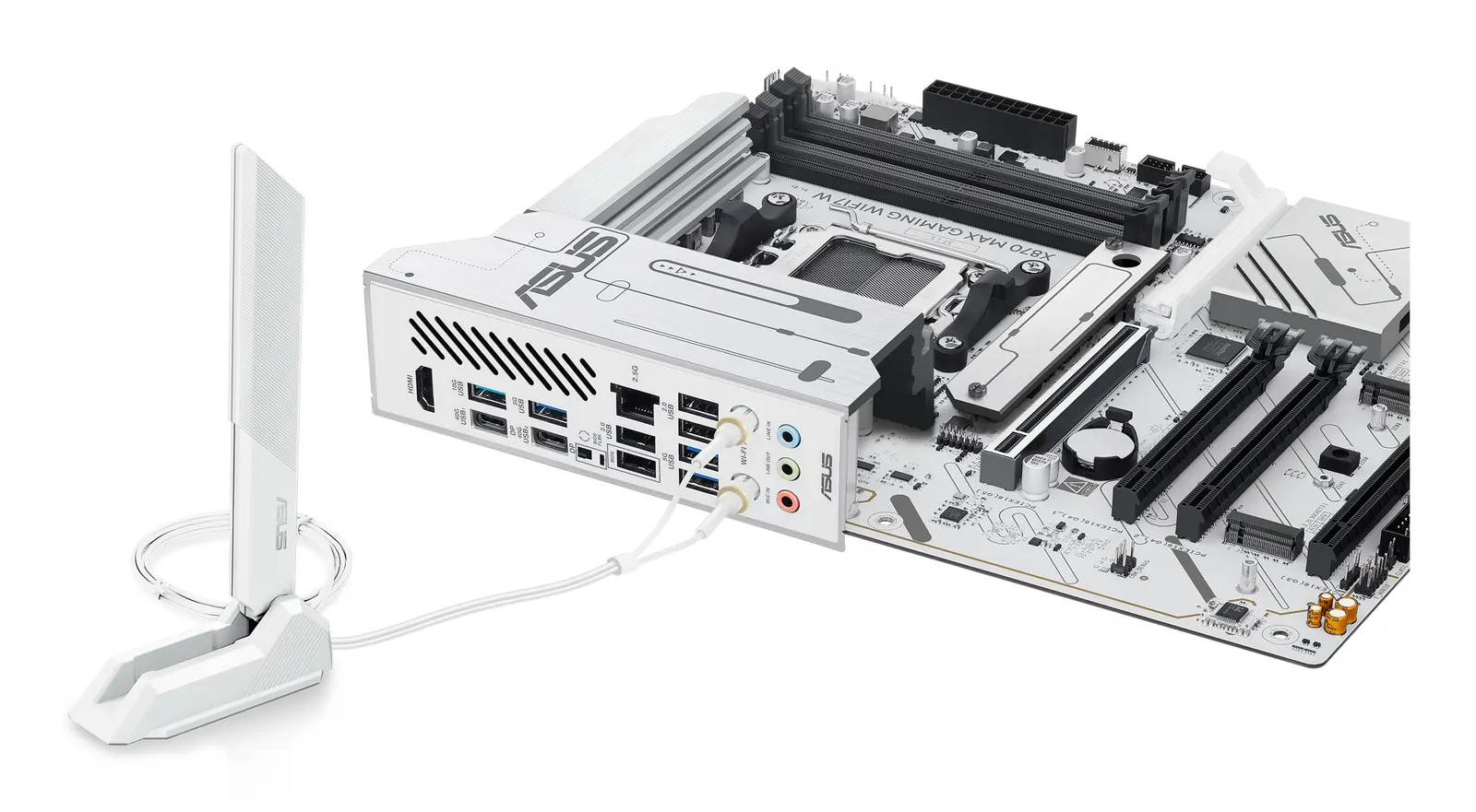 დედაპლატა ASUS Motherboard X870 MAX GAMING WIFI7 W sAM5 X870 4xDDR5 M.2 HDMI USB Type-C WiFi BT ATX white