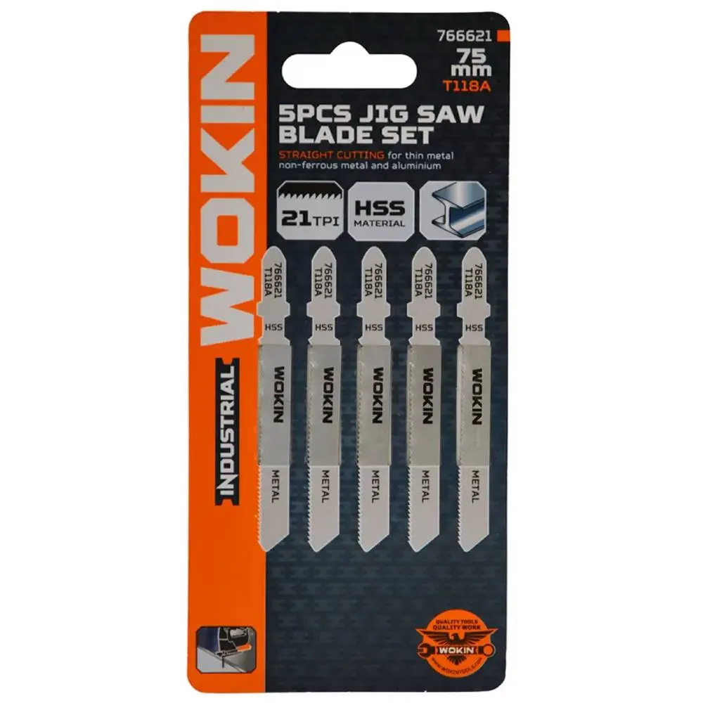 Wokin 766621, 75mm, 5Pcs, Jigsaw Blades Set (INDUSTRIAL), Silver