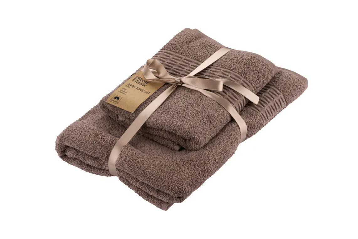 Ardesto Terry towel set Lotus, 50x90cm, 70x140cm, 2pcs, 100% cotton, brown