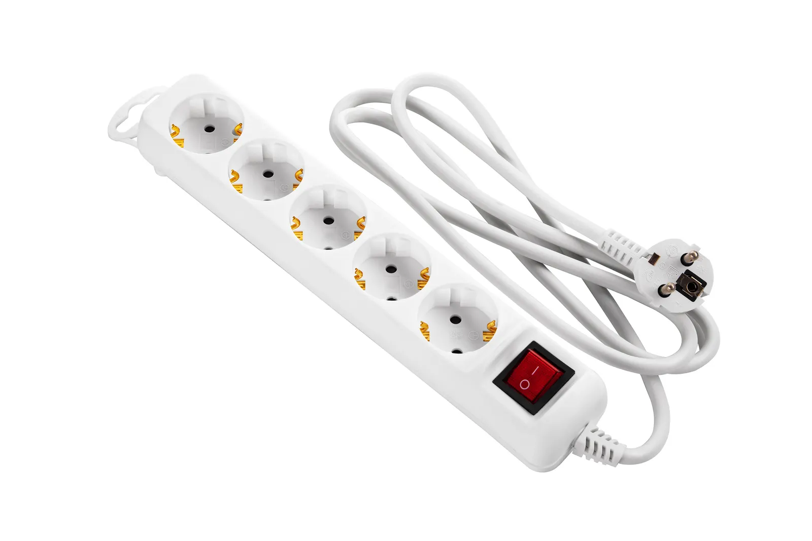 Power strip 2E 5XSchuko with switch, 3G*1.5mm2, 1.5m, white