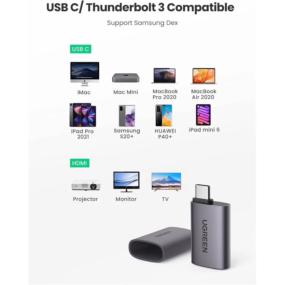 ადაპტერი UGREEN US320 (70450), Type-C to HDMI Adapter, Space Gray