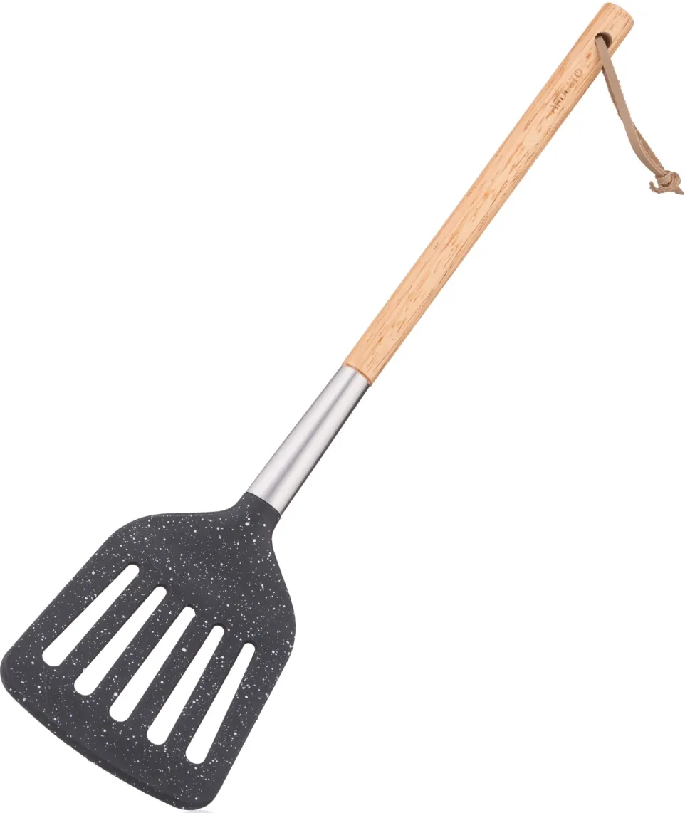 კულინარიული ნიჩაბი Ardesto Slotted turner Midori, 34.8cm, nylon, wood, stainless steel, black