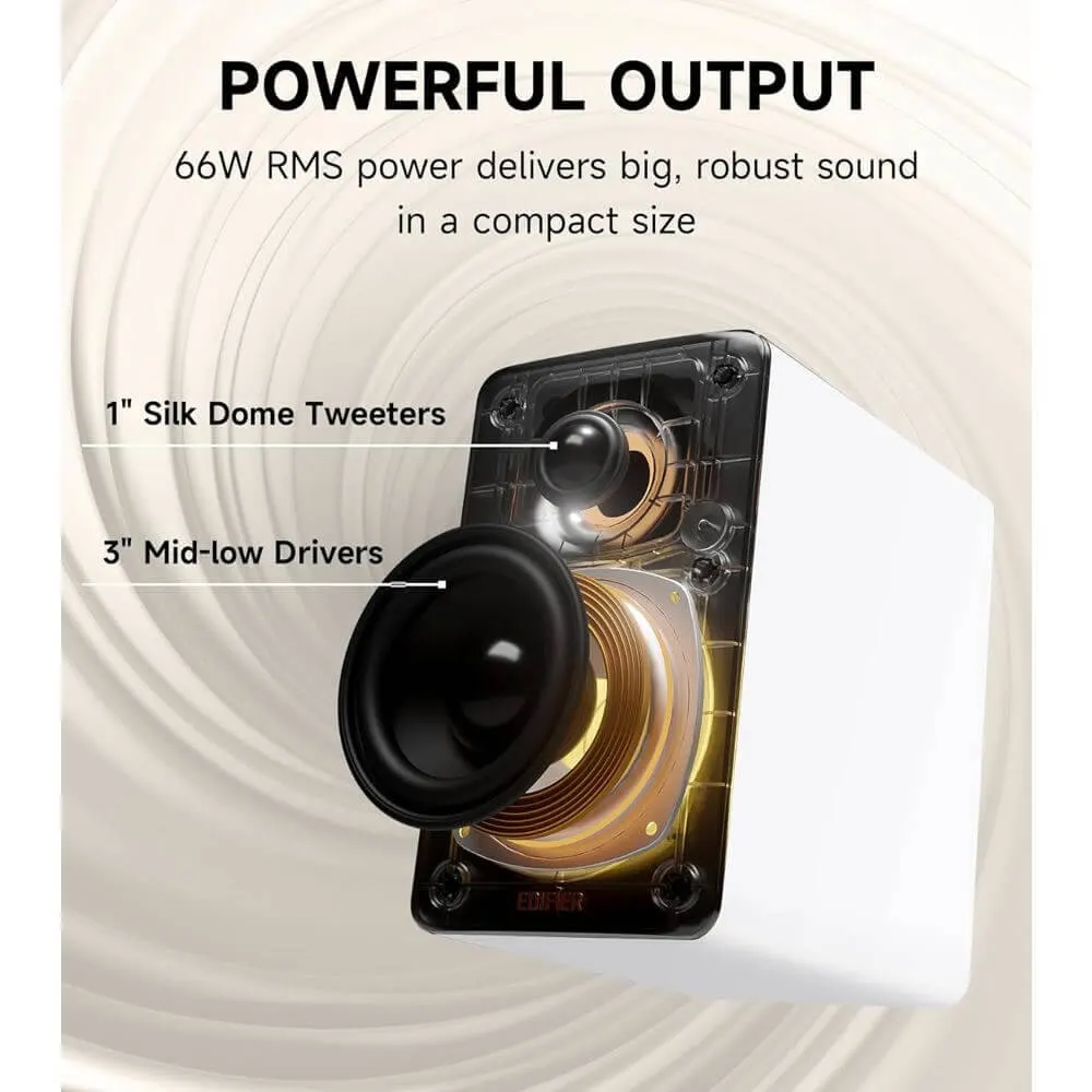 დინამიკი Edifier M60, 66W, Type-c, AUX, Bluetooth, Compact Desktop Speakers, White