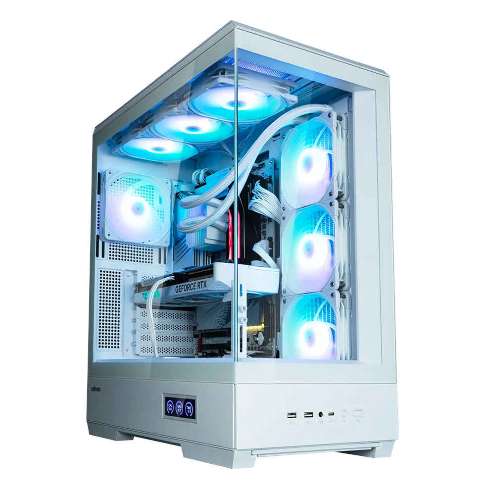 ქეისი Zalman PC case P50 DS without PSU, 2xUSB3.0, 1xUSBType-C, 4x120mm ARGB, VGA 435 mm, LCS ready, TG Side Panel, ATX, white
