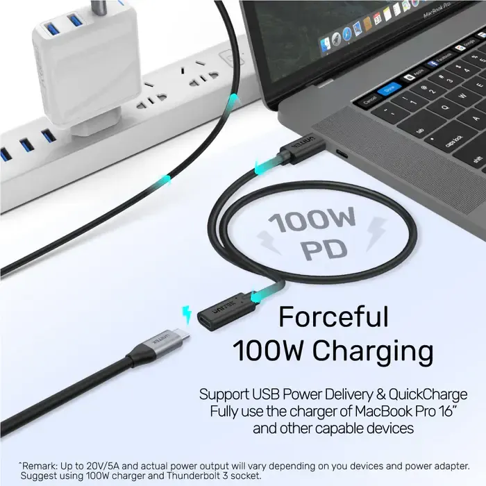 C14086BK-1M,UNITEK Type-C 1M Full-Featured USB Male to Female Extension Cable,USB3.2 CM to C FM,with DATA 10Gbps/Display 4K/P