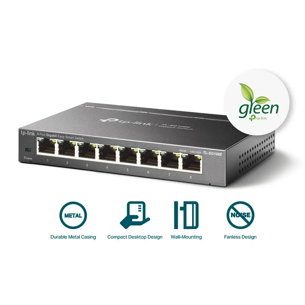 TP-Link, TL-SG108E, 8-Port Gigabit Easy Smart Switch