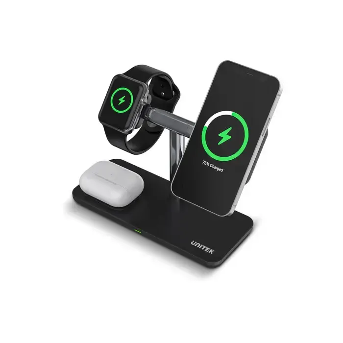 დამტენი P1212A, UNITEK, 3 in 1 Magnetic Wireless Charger..