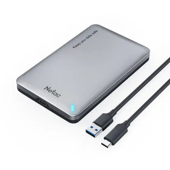 NT07WH12-30AC,Netac WH12 2.5 SATA to USB3.0 External HDD/SSD Case, Slide Aluminum Cover, with USB3.0 A to C cable