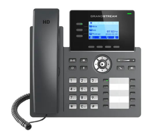 IP ტელეფონი Grandstream GRP2604P, Carrier-Grade IP Phones, 3 lines, 6 SIP accounts, 10 BLF keys, Dual 10/100/1000 Mbps Ethernet ports, HD audio, PoE