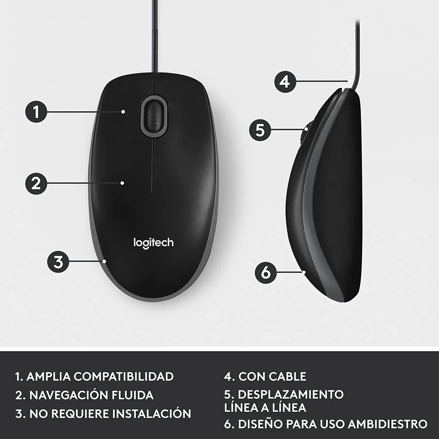 logitech, M100, Mouse Black