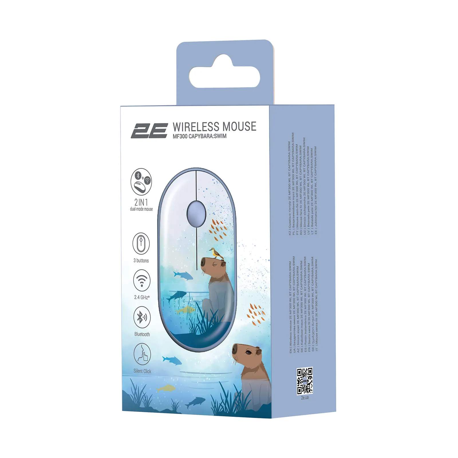 მაუსი 2E Mouse MF300 CAPYBARA:SWIM Silent WL BT, Blue