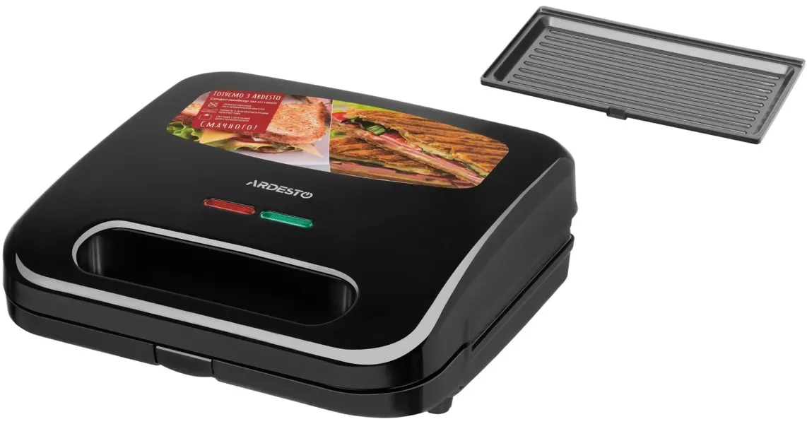 Sandwich maker ARDESTO, 700W, 1 plate-grill, device body-plastic, black