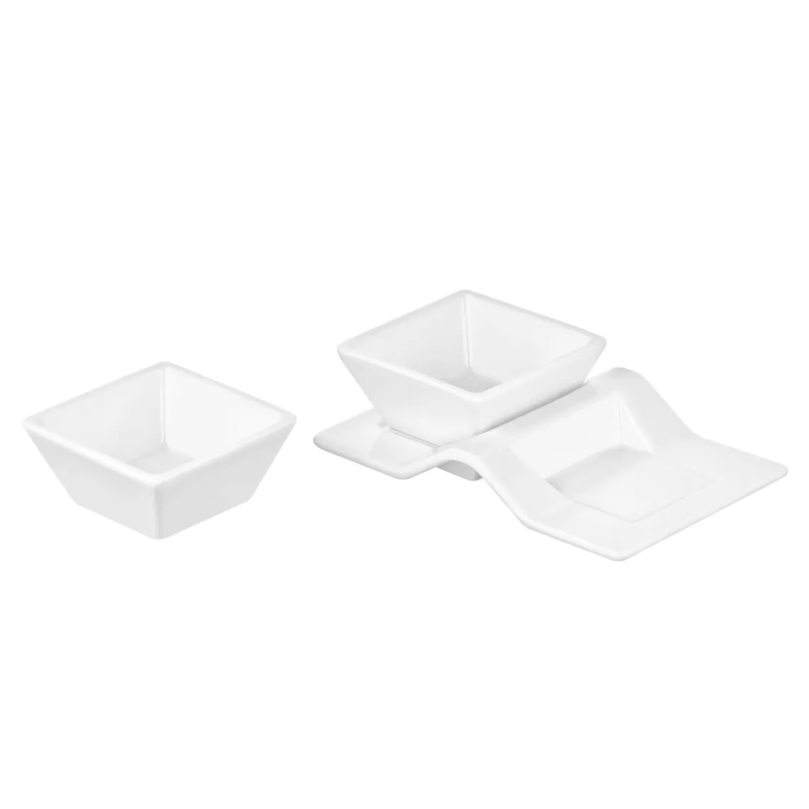 თეფში ARDESTO Set for snack, 3pcs, porcelain, white