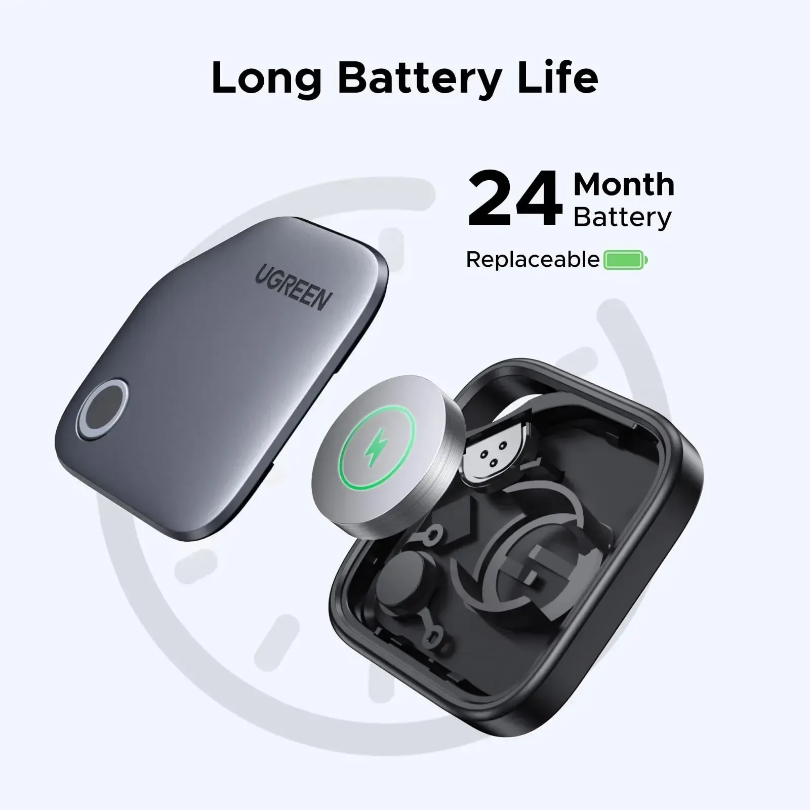 GPS ტრეკერი CM916, UGREEN, FineTrack Duo, Apple+Google, Smart Tag Finder, Grey.