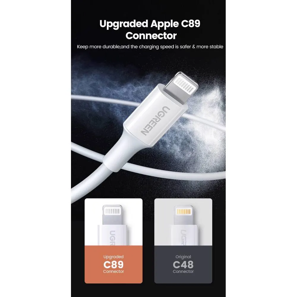 USB cable UGREEN US155 (80822), MFi, USB to Lightning, 1m, Black