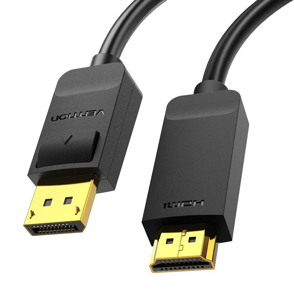 HAGBG, VENTION, Cable, 4K DisplayPort to HDMI Cable 1.5M Black (DP to HDMI).