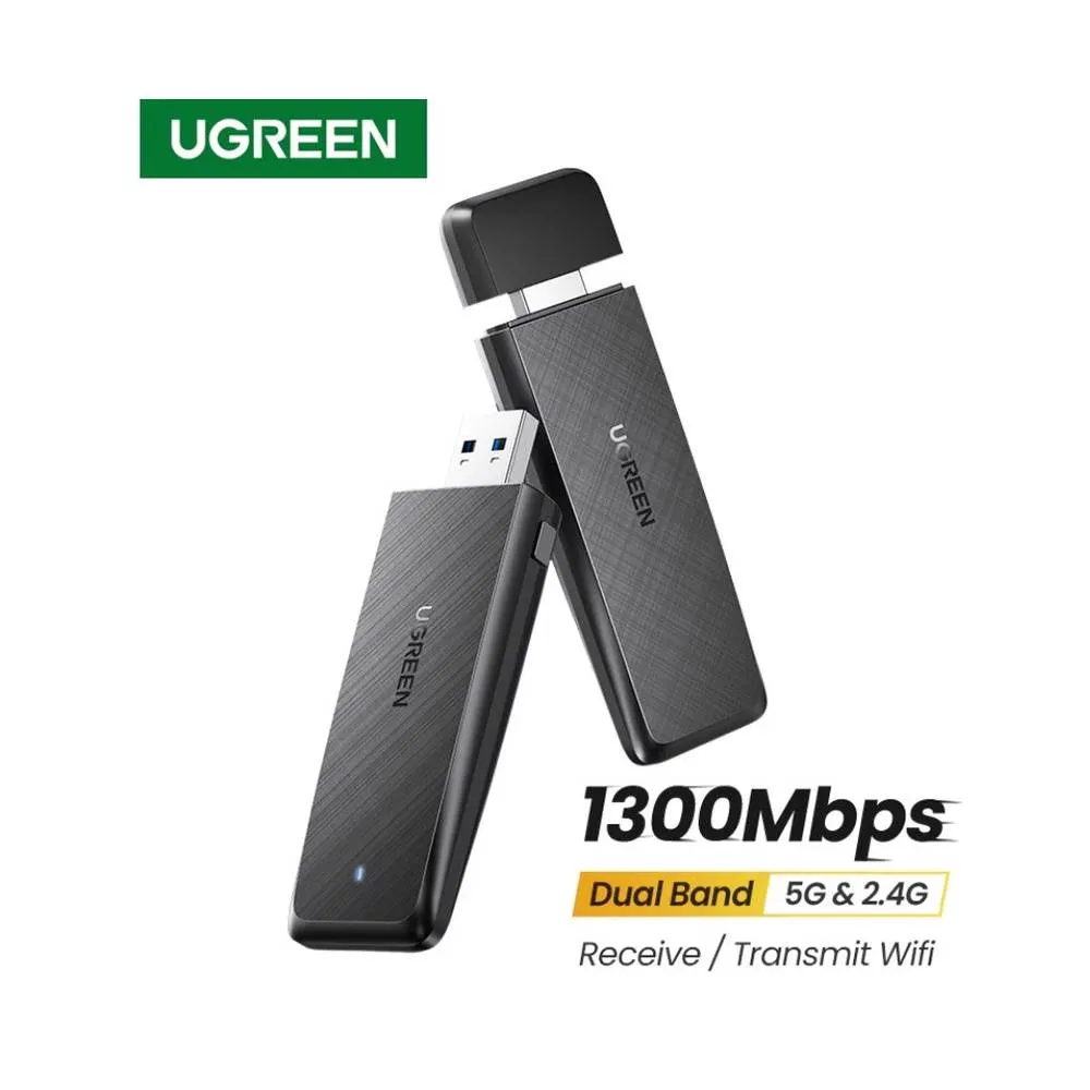 Wifi ადაპტერი UGREEN CM492 (50340) AC1300 Wireless Network Adapter, USB 3.0, 1300Mbps, Black