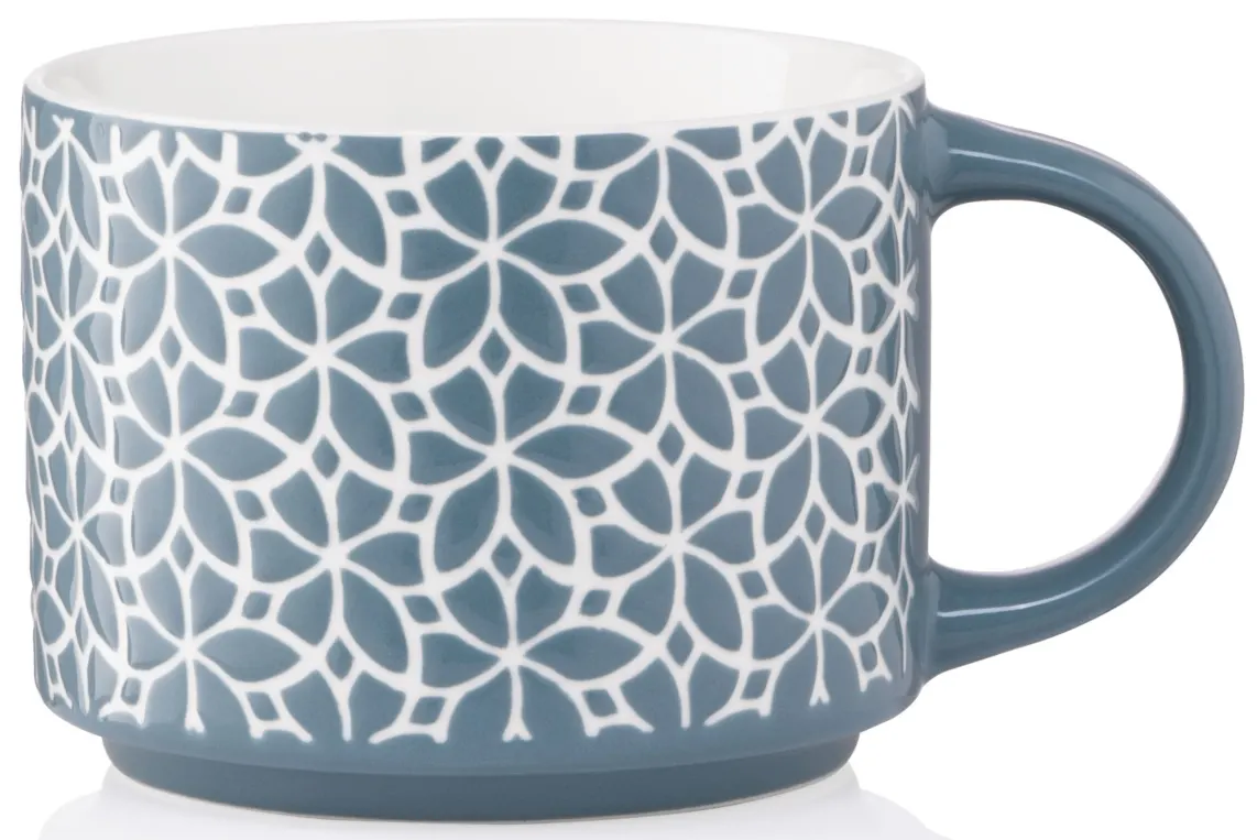კათხა Mug ARDESTO Weaving D, 330ml, new bone china, blue-white