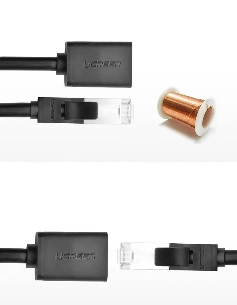 კონექტორი NW112, UGREEN, CAT6 Extension LAN Cable, 5m, Black.