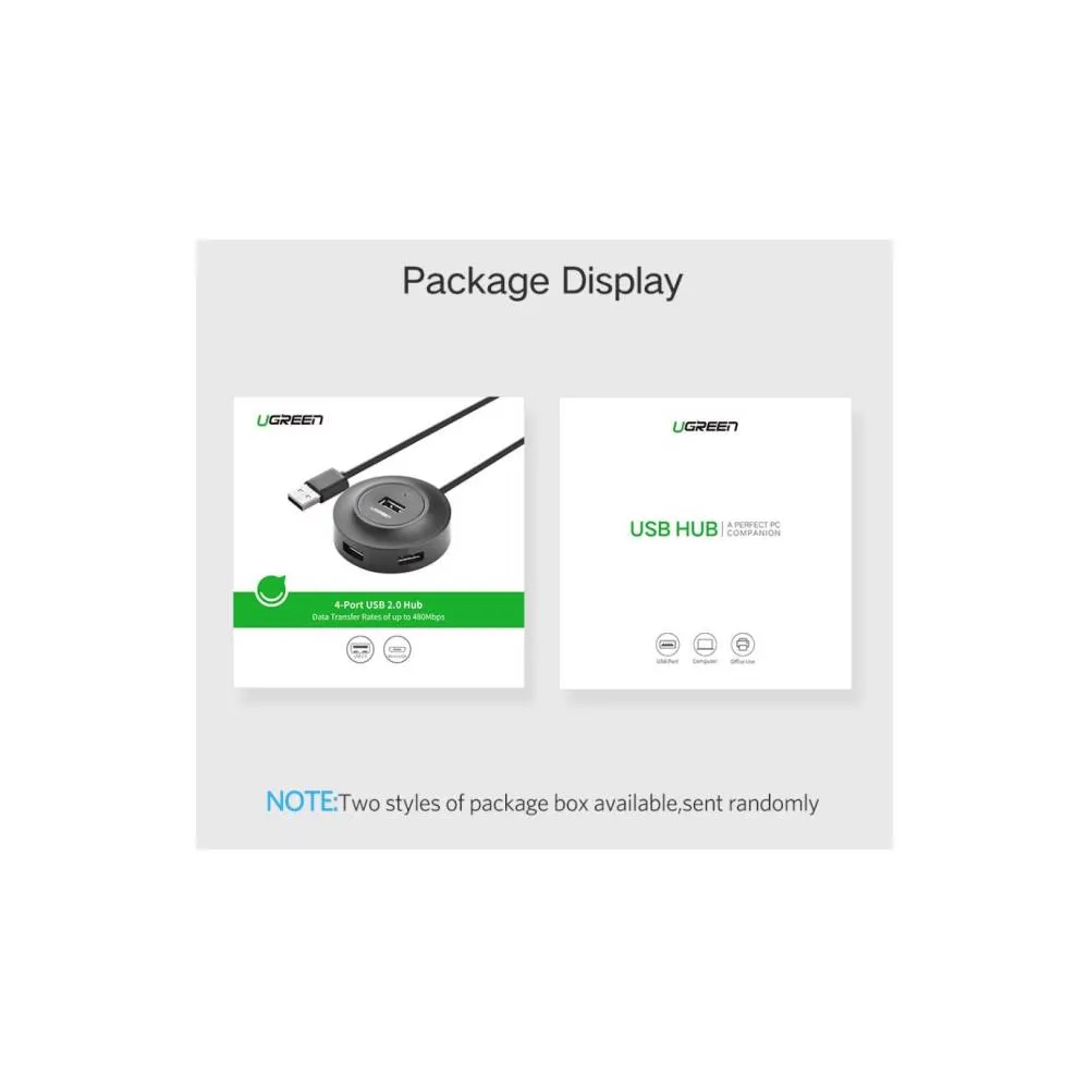 USB hub UGREEN CR106 (20277), 4xUSB 2.0, Black
